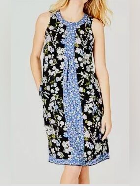 J. Jill Floral Lightweight Rayon Sleeveless Slip On Spring Summer Shift Dress